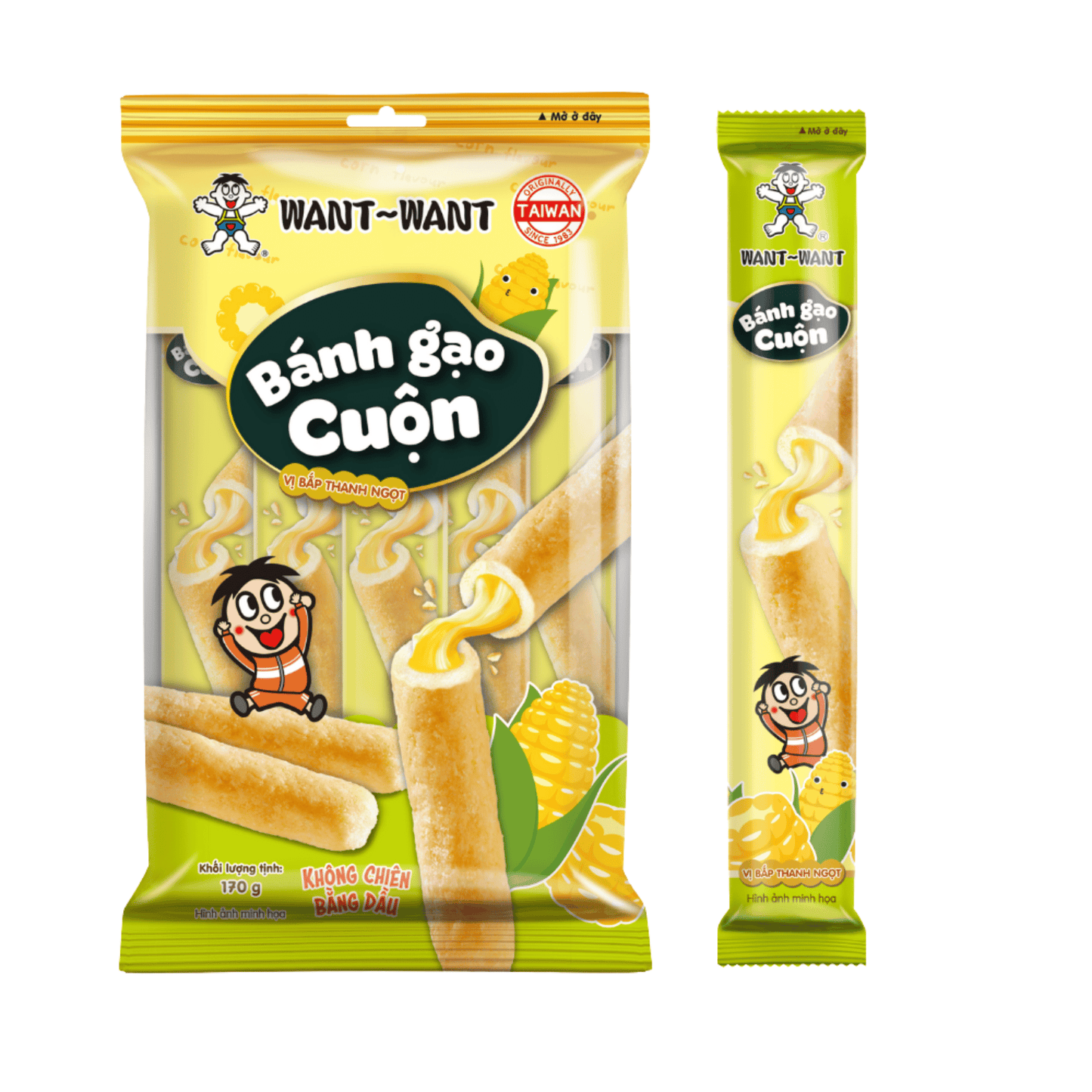 Want Want Sweet Corn Rice Rolls (5 sticks)