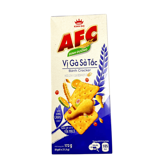 AFC crackers packaging on a white background chicken lemongrass 