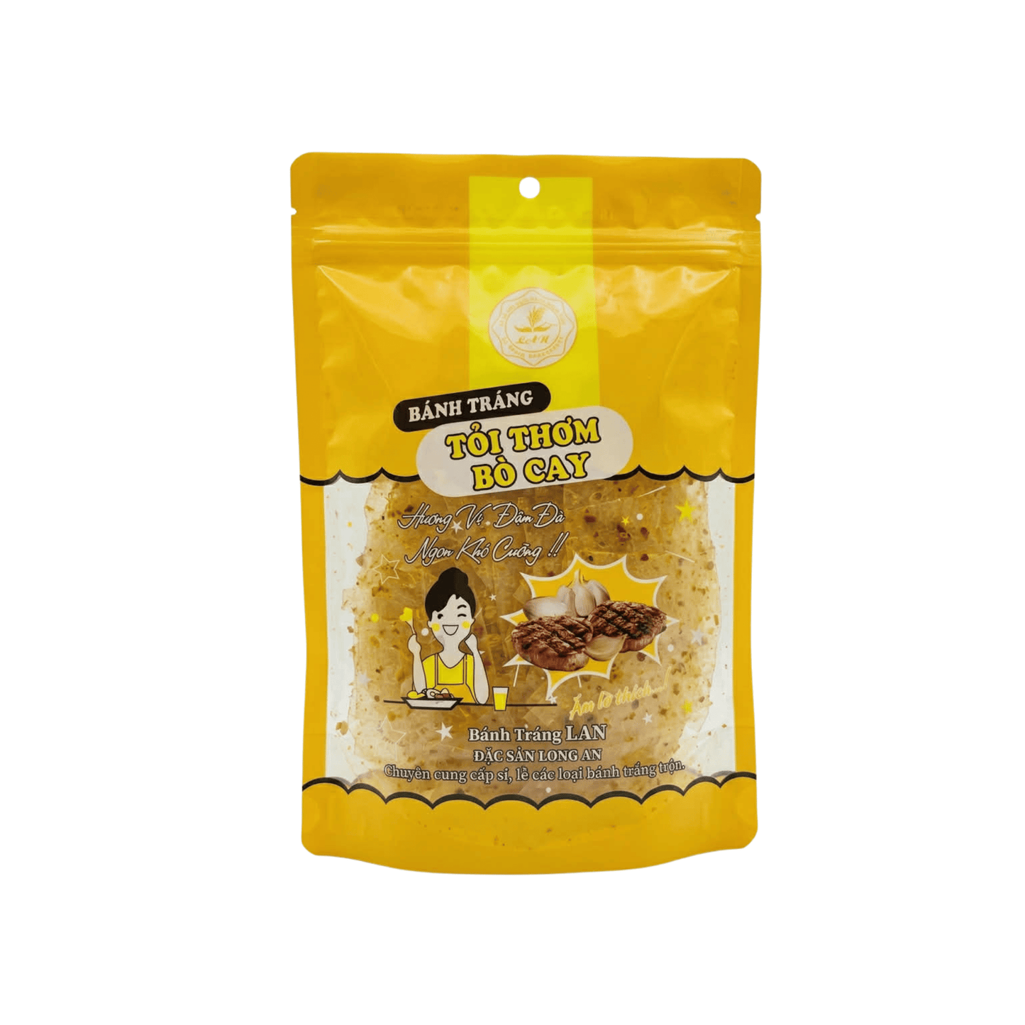 Garlic Spicy Beef Rice Paper Snack (Bánh Tráng Tỏi Thơm Bò Cay)