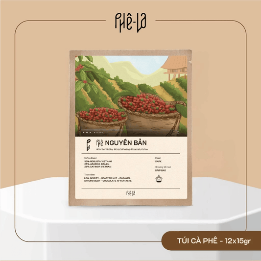 Phê La Original Drip Coffee – (12 Paper Phin/Box)-[Phin Giấy] Cà Phê Nguyên Bản Phê La, 12 Phin/Hộp