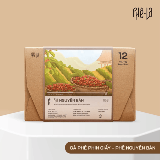 Phê La Original Drip Coffee – (12 Paper Phin/Box)-[Phin Giấy] Cà Phê Nguyên Bản Phê La, 12 Phin/Hộp