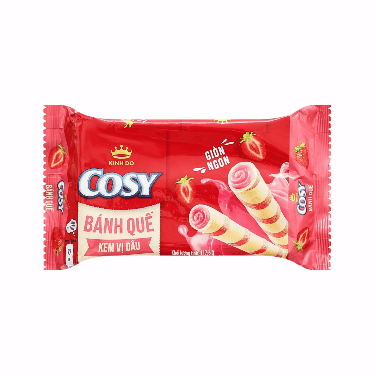 Cosy Strawberry Cream Waffle Rolls (Bánh Quế Kem Cosy Vị Dâu)