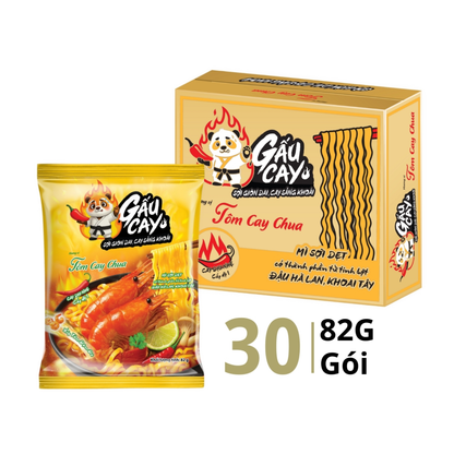 Gấu Cay Flat Noodles – Spicy & Sour Shrimp Broth Flavor (82g)
